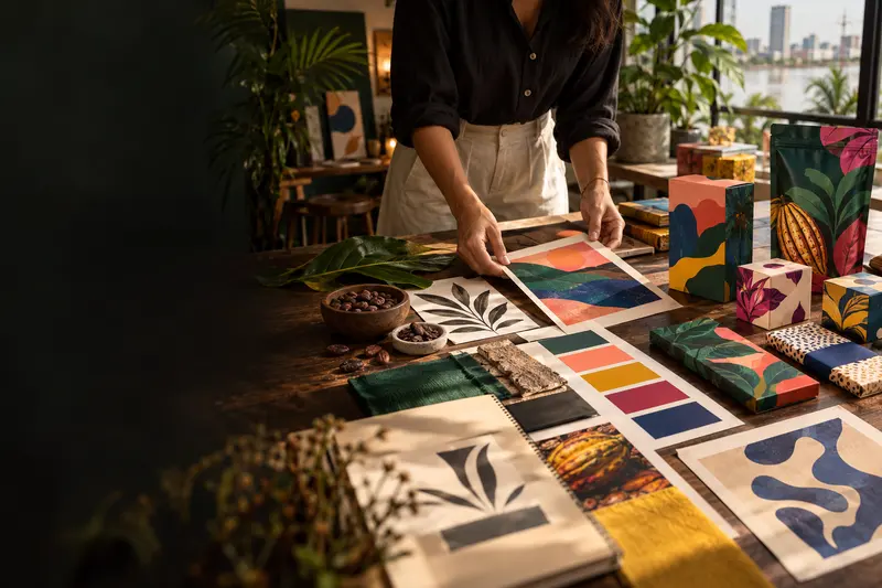 Sistema de identidad y empaques inspirado en productos ecuatorianos de cacao